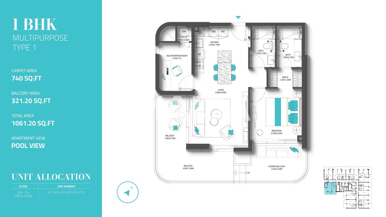Квартира 2 комнаты 90 м² Дубай, ОАЭ