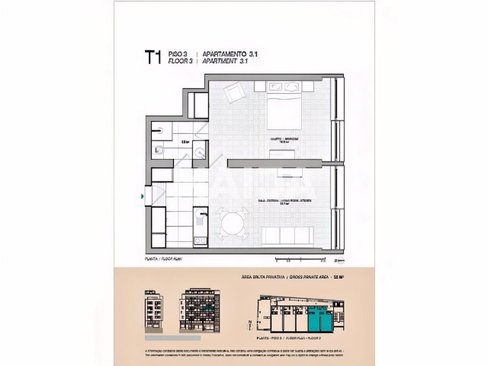 Квартира 1 комната 55 м² Порту, Португалия