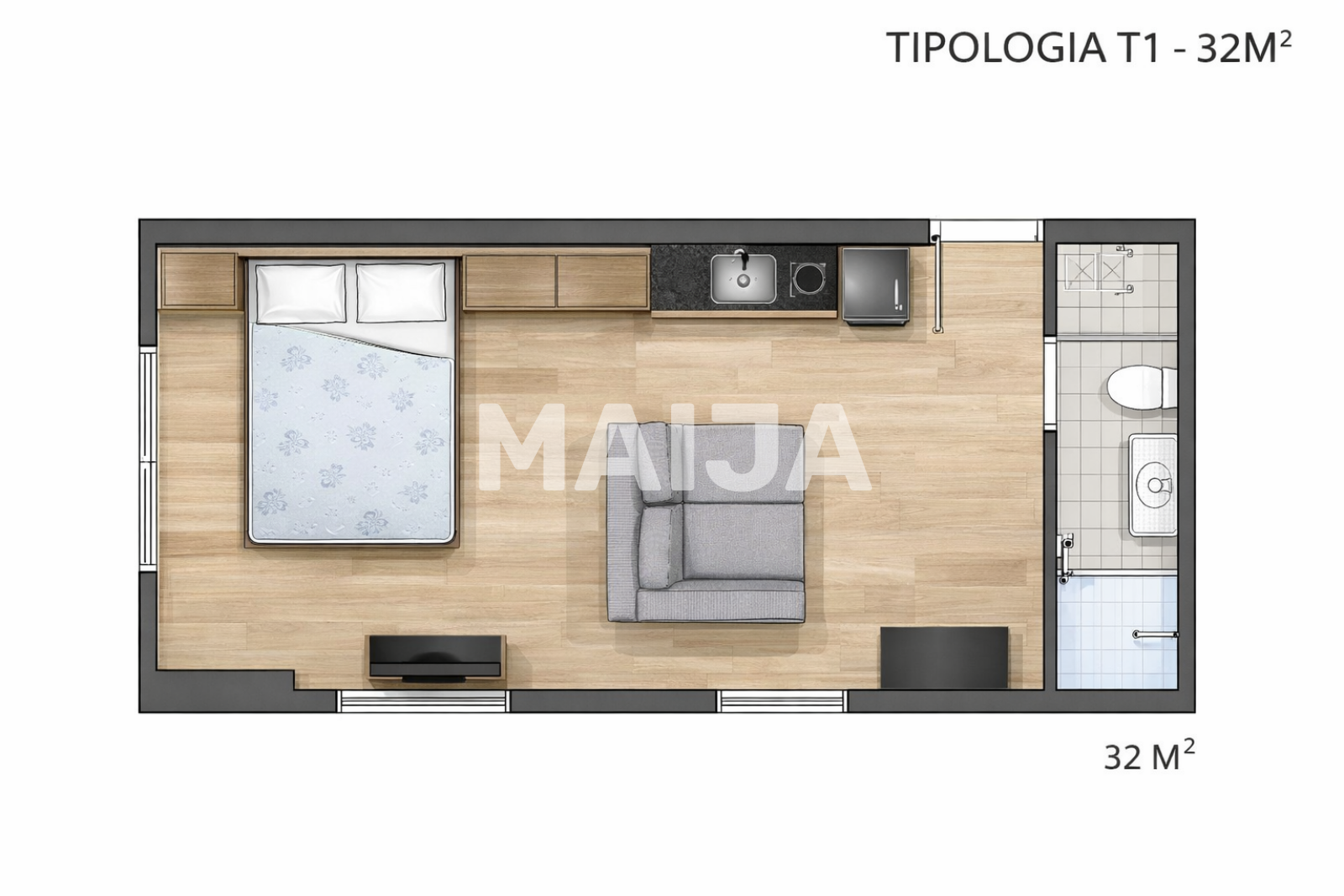Квартира 1 спальня 32 м² Regiao Imediata de Sao Paulo, Бразилия