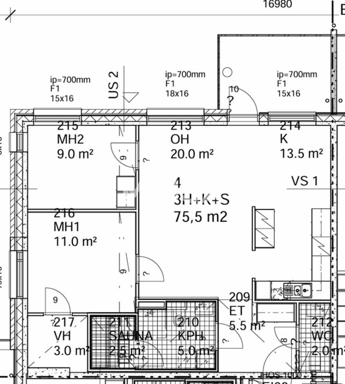 Appartement 3 chambres 76 m² Joensuu sub region, Finlande